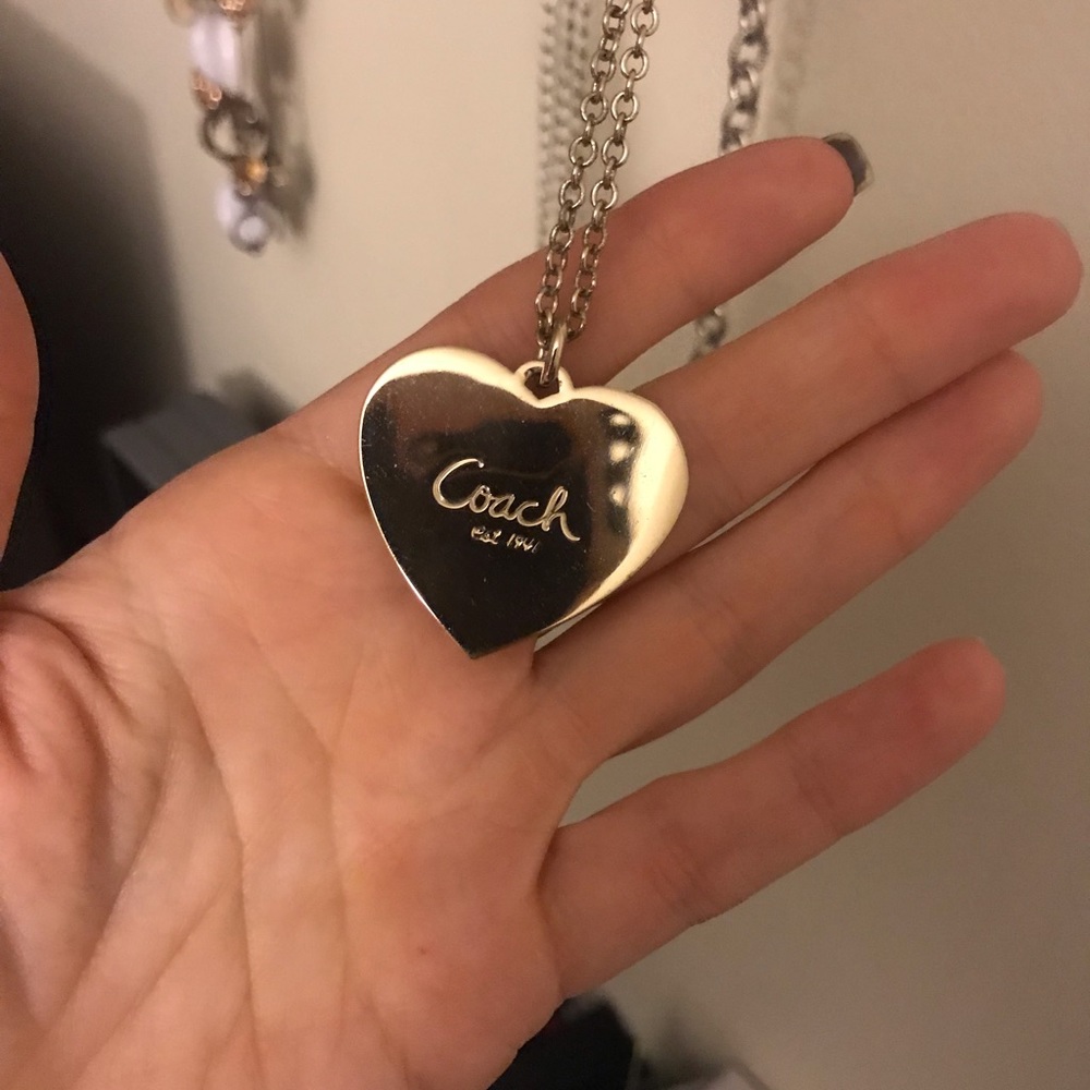 Long genuine Coach necklace with pink stones